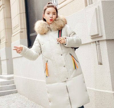 Women's long and slim cotton-padded jacket long fur collar padded jacket jacket