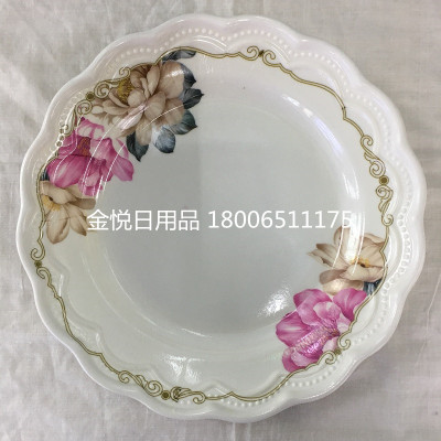Drawing anti-ironing home dining tray circular color floral design melamine dining tray family fruit tray