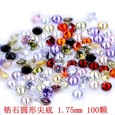 100pcs 1.75mm 5A Round Beads Cut CZ Stone Brilliant  Cubic Zirconia Synthetic Gems stone