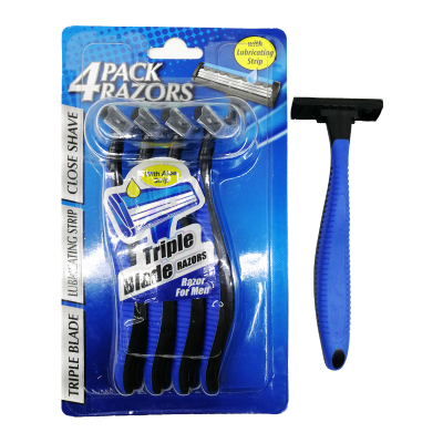 The Disposable razor seahorse hilt knife rest 4 PCS three - layer stainless steel blade comfortable rubber handle razor