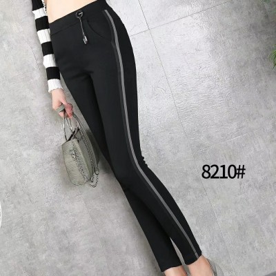 High crotch moon slant wash leggings pure black leggings for ladies