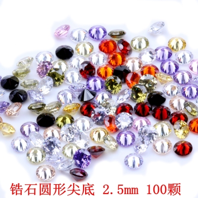 100pcs 2.5mm 5A Round Beads Cut CZ Stone Brilliant  Cubic Zirconia Synthetic Gems stone