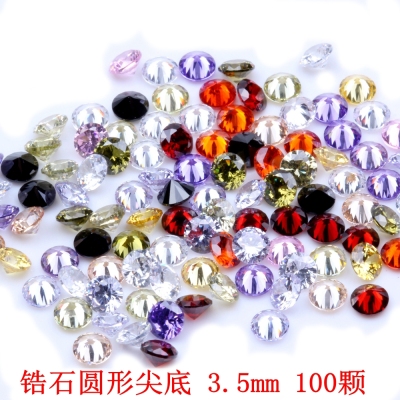 100pcs 3.5mm 5A Round Beads Cut CZ Stone Brilliant  Cubic Zirconia Synthetic Gems stone