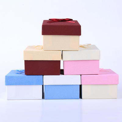 Factory spot wholesale fine jewelry box packaging jewelry box bowknot multi-color optional gift box