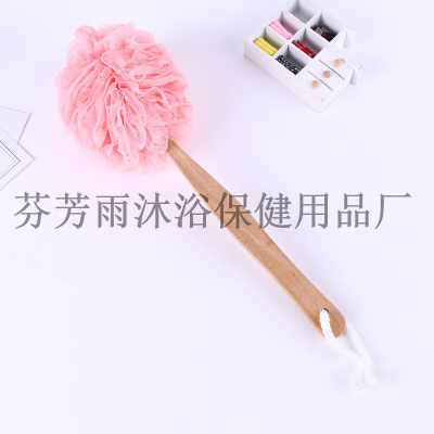 Wooden handle with rope design bath ball bath flower thickening portable adult Bath products