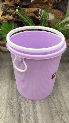 Manufacturers direct portable plastic trash can sitting room fashion home without cover paper tube European storage pressure ring bucket