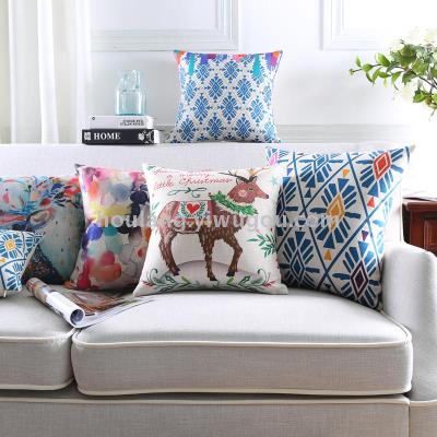 Christmas style cotton and linen sofa cushion art fan home cotton and linen pillow decorative pillow