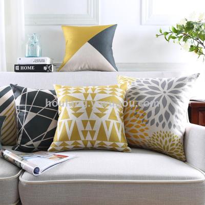 European simple geometry sofa pillow cotton and hemp line texture thick decoration cushion art pillow