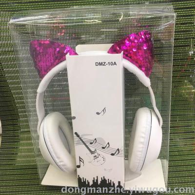 Cat ears unicorn sequins plush gift headphones