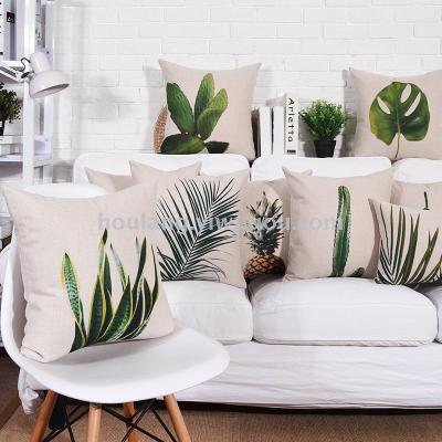 Green plant sofa pillow thickened cotton hemp southeast Asia sofa cushion throw pillow 