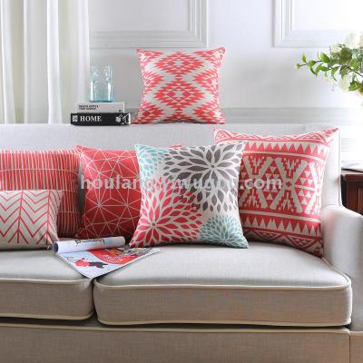 Simple modern Nordic sofa cushion cover thick cotton and hemp hold pillow stripe geometrical pillow waist