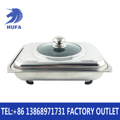 Stainless Steel Square Buffet Plate Combination Cover Fixed Combination Foot Self-Service Four-Leg Dining Stove Square Plate