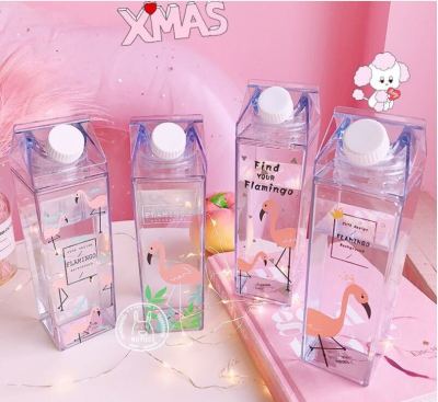 Plastic creative milk carton student water glass portable advertisement cup cartoon cup can be customized color