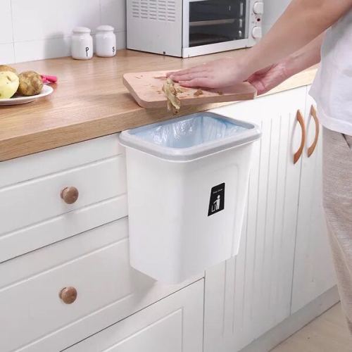 7L Kitchen Trash Can Wall-Mounted Garbage Hanging Trash Can Clamping Ring Trash Can