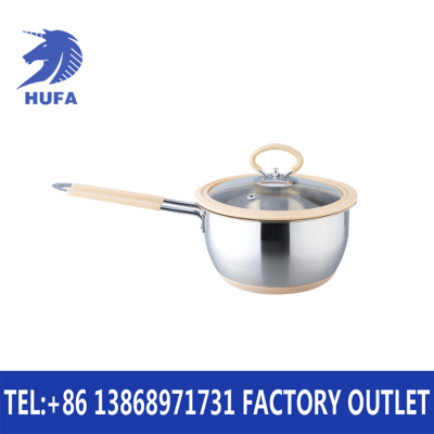 Long Handle Silicone Bottom Stainless Steel Milk Pot Household Gas Induction Cooker