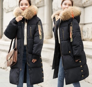 Cotton-padded girl long style bread clothing Europe and America loose large size cotton-padded jacket fat MM thickened
