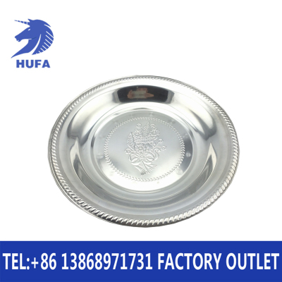 Stainless Steel Thai Flower Plate Exquisite Embossed round Cherry Blossom Plate Fruit Plate Pattern Plate