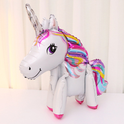 Cross-Border Baby Full-Year A Hundred Day Birthday Decorative 3D 3D Assembly Unicorn Cartoon Balloon Standing Balloon