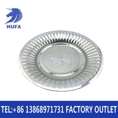 Stainless Steel Sunflower Plate Exquisite Embossed round Disc Embossed Electroplated Fruit Plate Dish