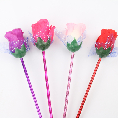 Korean Creative Stationery Cute Simulation Cloth Rose Ball Pen Small Fresh round Pen Student Prize Gift
