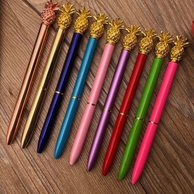 2018 manufacturer direct new pineapple pen metal ball pen large diamond pen rose gold pen diamond pen pineapple head