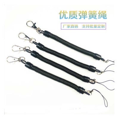 Metal key chain spring rope black plastic spring rope color expansion rope safety anti loss hook wholesale