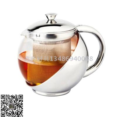 Stainless steel screenglass tea set bubble teapot high temperature tea set