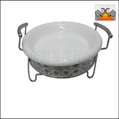 DF99388DF Trading House double ears round porcelain stove stainless steel kitchen tableware