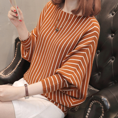 Spring wear 2018 bat sleeve knit sweater thin style women's new Korean version of easy short style sweater jacket