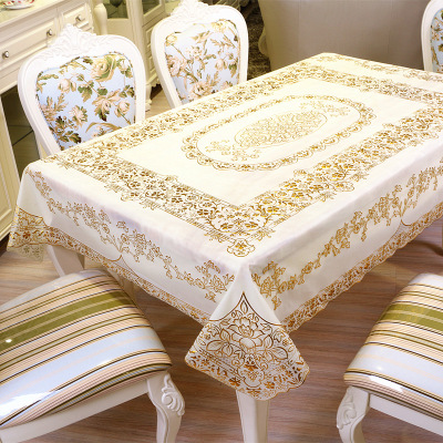 European hot stamping tablecloth PVC waterproof oil proof wash cloth tablecloth mat hot stamping piece plastic lace