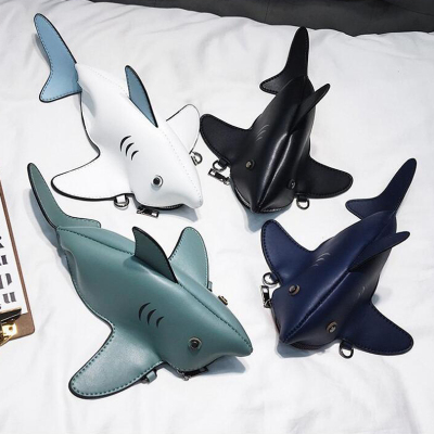 Creative shark cute animal one-shoulder slanting cross bag against color cartoon bag