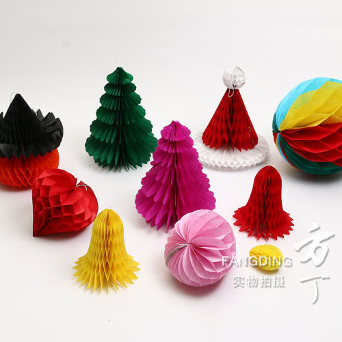 20cm8-Inch Factory Wholesale opposite Sex Honeycomb Ball Halloween Paper Honeycomb Ball Christmas Tree Decorative Paper