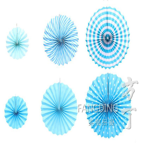 6 cross-border tao 1688 supply direct supply set paper flower fan christmas decoration folding fan flower wedding window party decoration set fan