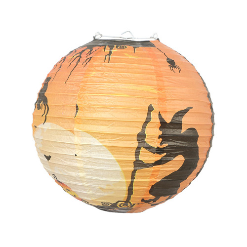 manufacturers wholesale 14-inch 35cm halloween decorative lantern ghost festival horror lampshade pumpkin foreign trade paper lantern