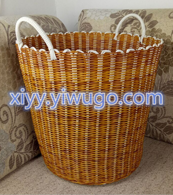 Plastic woven basket dirty clothes bucket dirty clothes storage basket thick tube toy storage basket laundry basket hand basket