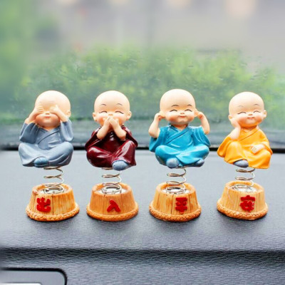 Car Decoration Four Non-Swing Little Monk Four Non-Spring Shaking Head Monk Car Resin Decorations