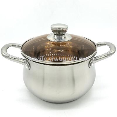 Stainless steel soup pot arc pot pot pot pot pot family multi - functional soup pot color cover pot