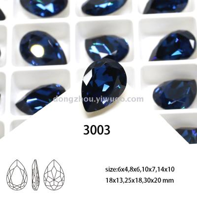 Manufacturers direct-selling rose-red-plated real silver drop point-bottom fancy stone-shaped diamond accessories beads