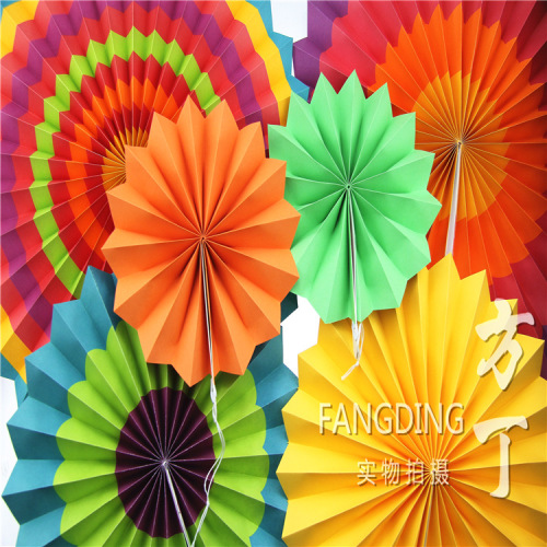 factory direct mixed printing set fan european and american window decoration wedding celebration home hanging decoration party essential decoration