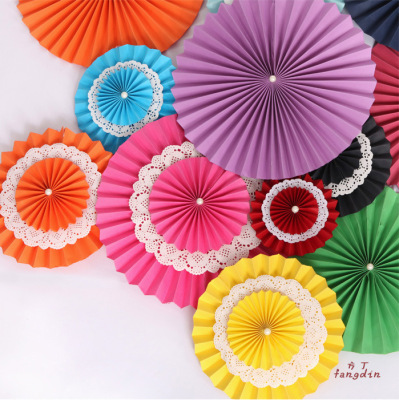 The manufacturers directly supply paper flower fan wedding party holiday decoration double paper flower fan wedding room window decoration paper fan flowers