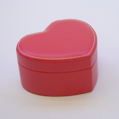 Factory Direct Sales Small Double Layer Heart-Shaped Jewelry Box Pu Gift Box Packing Box Jewelry Box Currently Available