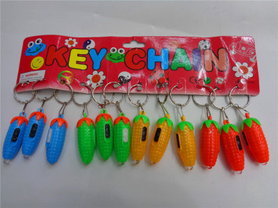 Yiwu children plastic toy flashlight corn key chain gift small night lamp floor stall manufacturer direct selling