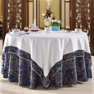Chinese style hotel large round lecloth square tablecloth pure color restaurant with edge table clothes circular double-layer suit