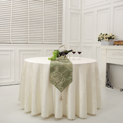Customized High-End Hotel Green Banquet round Tablecloth European Restaurant Square Tablecloth Jacquard Tablecloth Tablecloth Table Skirt