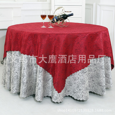New Hotel Rose Jacquard Red round Tablecloth Banquet Household Dining Table Waterproof Tablecloth Custom Wholesale
