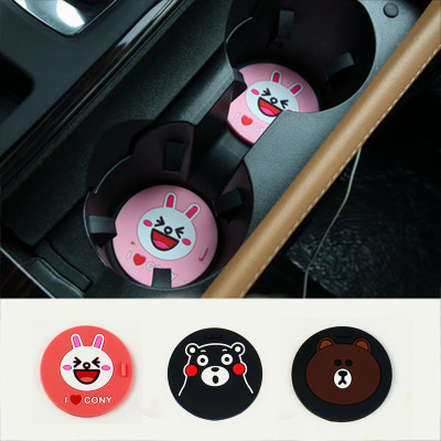 Korean Creative Cute Cartoon Car Coaster round for Car Car Interior Non-Slip Anti-Vibration Pad Car Supplies