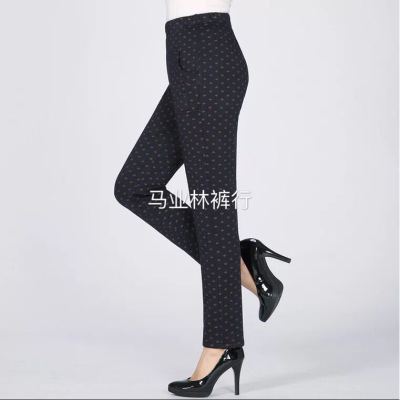 Hot style middle aged and elderly women plus velvet padded leggings inside and outside cotton pants manufacturers direct mother 's first choice