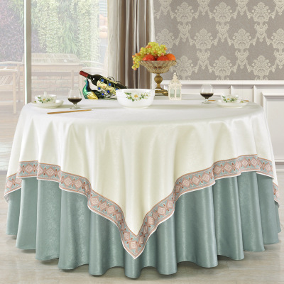 Continental hotel large round book square tablecloth solid color restaurant with edge tablecloth circular double-layer set