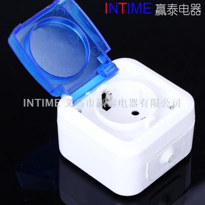 Euro Surface mounted 16A waterproof socket waterproof box with blue colour transparent cover