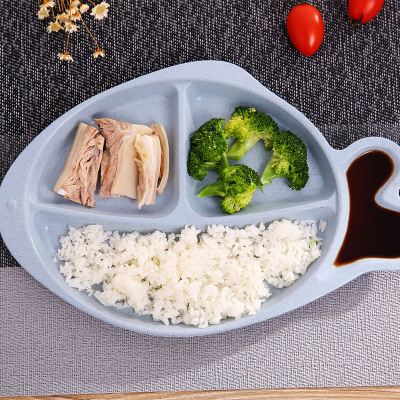 70-6145 wheat straw environmentally friendly portable plastic gift tableware set fish plate lunch box